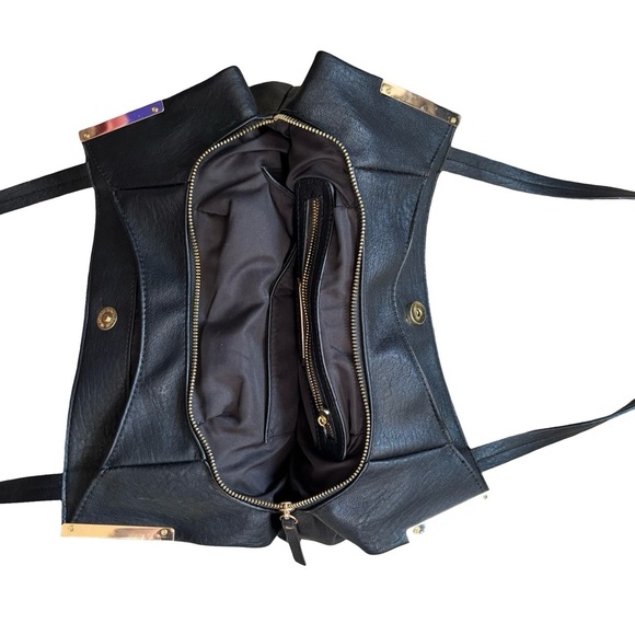 Madison West Black Shoulder Bag with gold accent and hardware - Picture 5 of 6